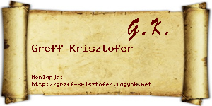 Greff Krisztofer névjegykártya